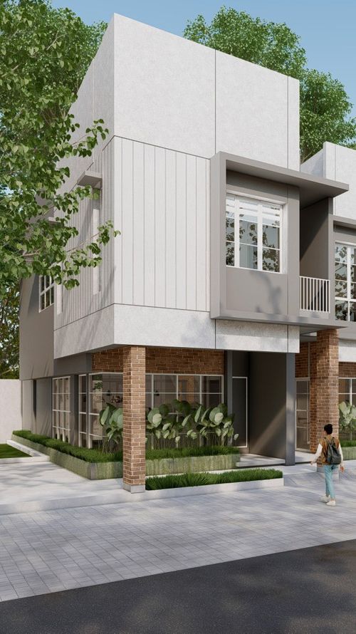 foto tampak rumah tipe Flexihouse Corner perumahan Kota Baru Srivijaya