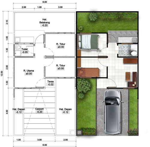 foto denah rumah tipe 26/72 147.6 perumahan ALAM SANGGAR INDAH EXTENSION