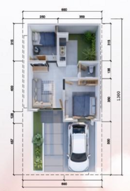 foto denah rumah tipe 50/95 (Komersil) perumahan PESONA KAHURIPAN 3 TAHAP 2