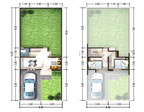 foto denah rumah tipe GRANIT 36/90 perumahan SPRING RESIDENCE SIDOARJO
