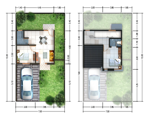 foto denah rumah tipe 45/90 perumahan SPRING RESIDENCE SIDOARJO