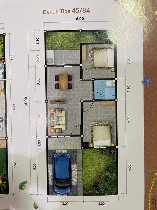 foto denah rumah tipe 45 perumahan Avani Terra Residence