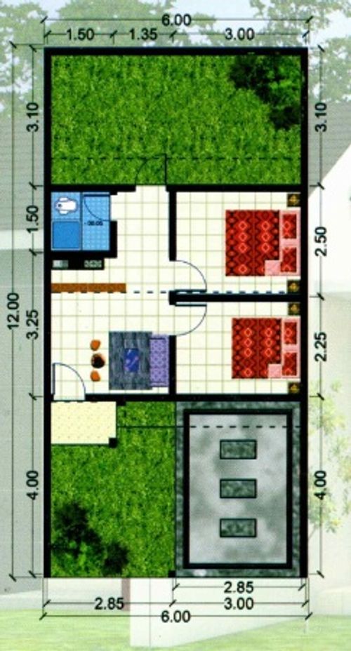 foto denah rumah tipe 30/72 perumahan KOTA GALUH TAHAP 6