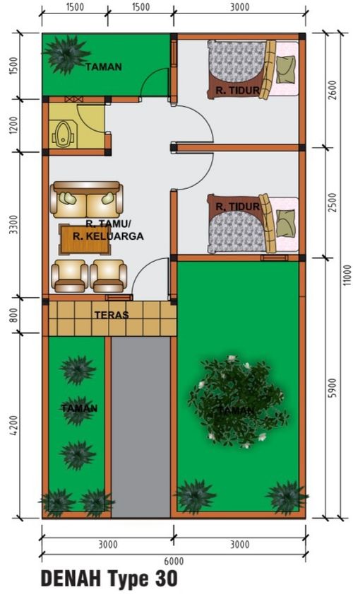 foto denah rumah tipe 30 perumahan De Rose Garden