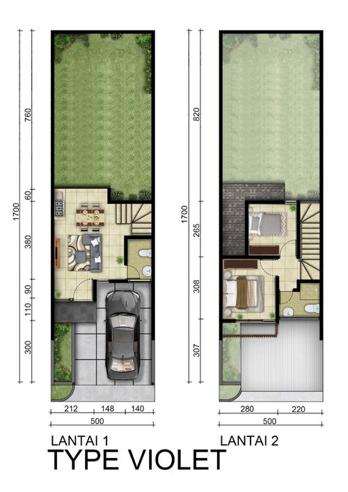 foto denah rumah tipe Violet 47/85 perumahan Magnolia Residence