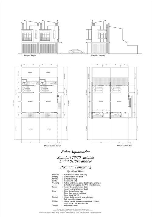foto denah rumah tipe RUKO AQUAMARINE perumahan PERMATA TANGERANG