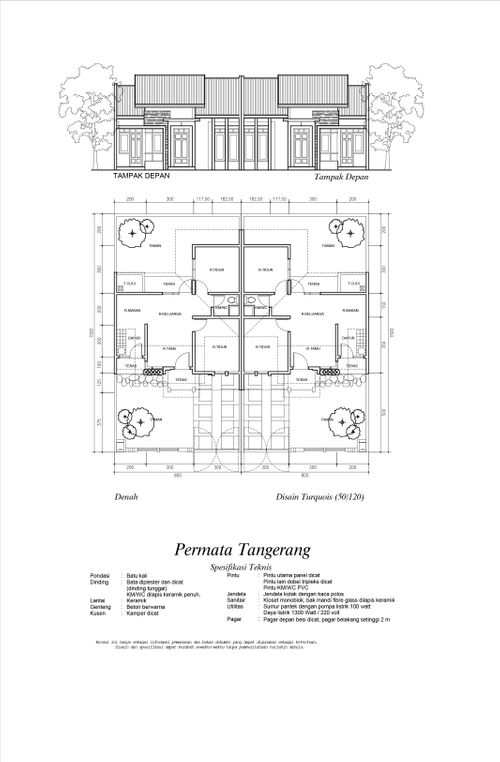 foto denah rumah tipe TURQUOIS perumahan PERMATA TANGERANG