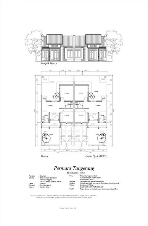 foto denah rumah tipe OPAL perumahan PERMATA TANGERANG