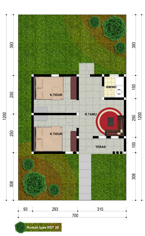 foto denah rumah tipe RST. Plus 29/75 perumahan Perumnas Samesta Griya Jetis Permai