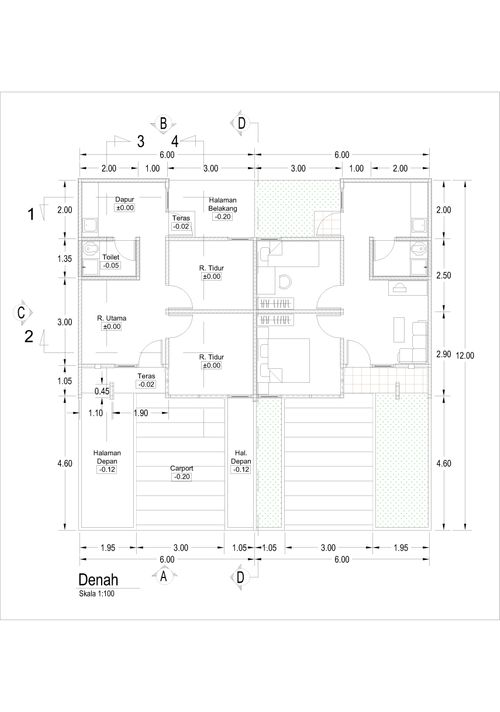 foto denah rumah tipe 36/72 (129) 233 perumahan Alam Sanggar Indah