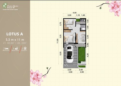 foto denah rumah tipe LOTUS A perumahan BLOOMINGVILLE