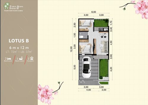 foto denah rumah tipe LOTUS B perumahan BLOOMINGVILLE