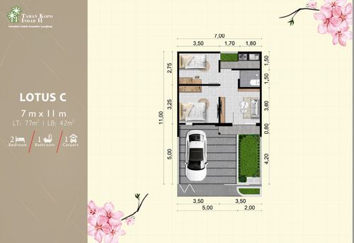 foto denah rumah tipe LOTUS C perumahan BLOOMINGVILLE