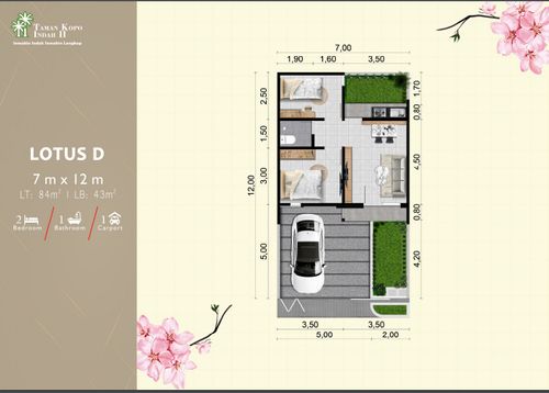 foto denah rumah tipe LOTUS D perumahan BLOOMINGVILLE
