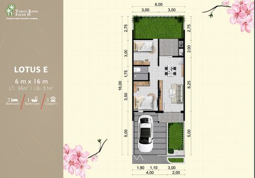 foto denah rumah tipe LOTUS E perumahan BLOOMINGVILLE