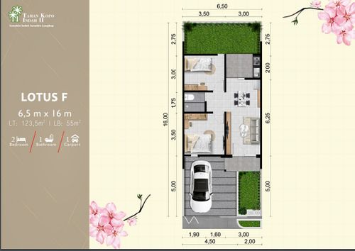 foto denah rumah tipe LOTUS F perumahan BLOOMINGVILLE