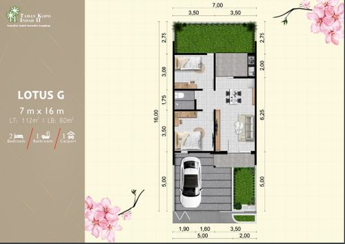 foto denah rumah tipe LOTUS G perumahan BLOOMINGVILLE