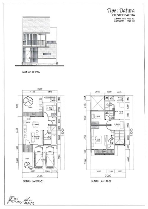 foto denah rumah tipe DATURA perumahan CLUSTER DAKOTA, SUVARNA SUTERA