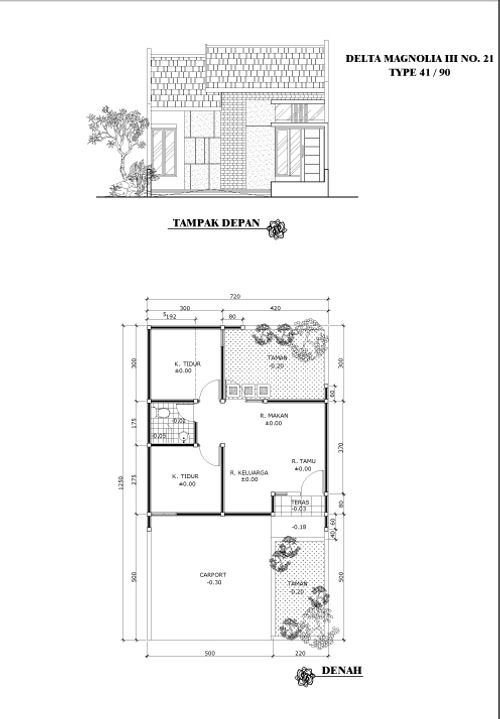 foto denah rumah tipe Peony-III-21 perumahan GRAND DELTA SARI