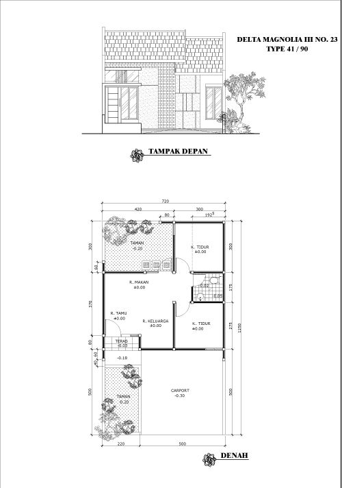 foto denah rumah tipe PEONY III-23 perumahan GRAND DELTA SARI