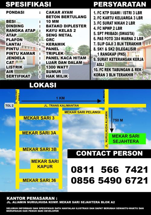 foto denah rumah tipe 36 perumahan MEKAR SARI SEJAHTERA