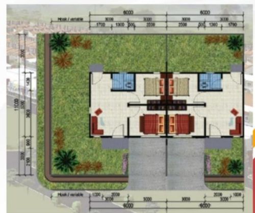 foto denah rumah tipe 30/72 perumahan Perumahan Central Raya