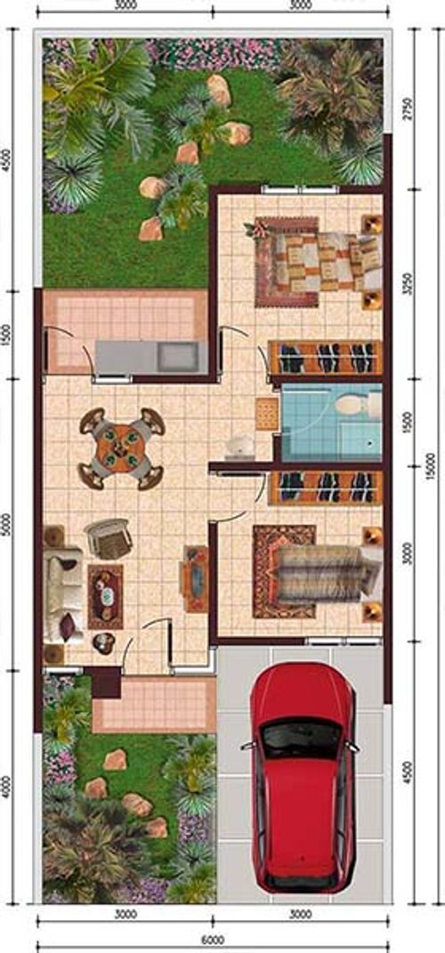 foto denah rumah tipe Courtyard 45 perumahan Perumahan Galuh Mas