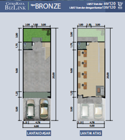 foto denah rumah tipe BRONZE perumahan CITRA RAYA - CLUSTER BIZLINK P & Q
