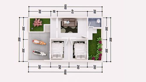 foto denah rumah tipe 31/60 perumahan Granada Residence Ngabean
