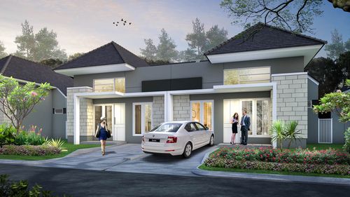 foto tampak rumah tipe 95/180 perumahan Sentul Alaya