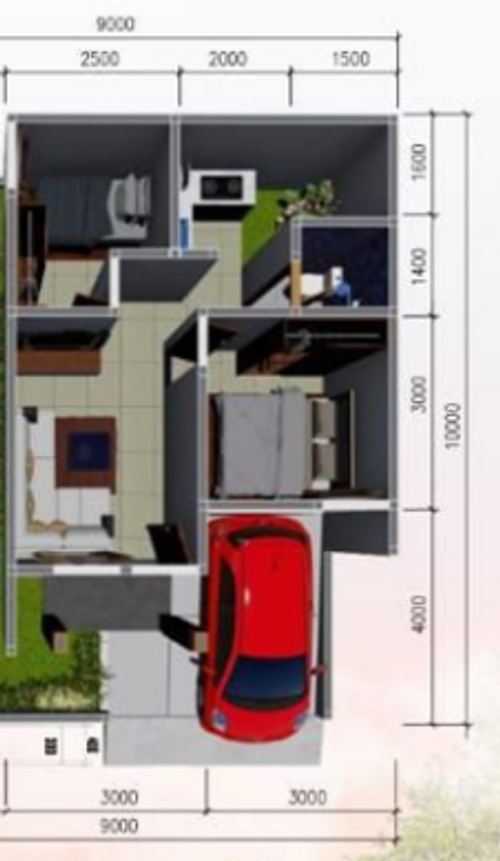 foto denah rumah tipe 42/90 perumahan PESONA KAHURIPAN 3 TAHAP 3