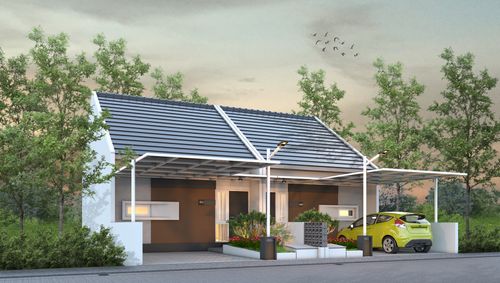 foto tampak rumah tipe F08 perumahan Bale Agung Kaligelang 2