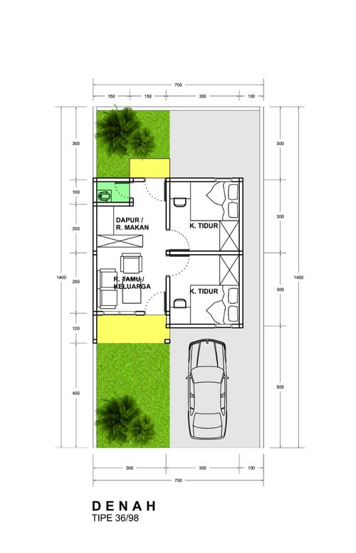 foto denah rumah tipe 36 perumahan Green Lazada