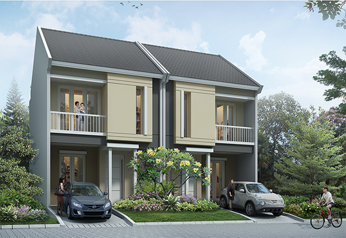foto tampak rumah tipe Candi Corner 2 perumahan SYNTHESIS HOMES