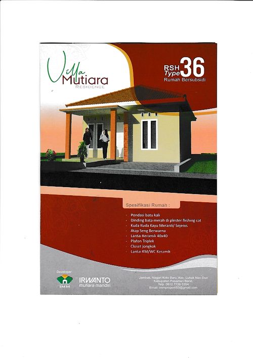 foto tampak rumah tipe 36 perumahan Perumahan Villa Mutiara Residence III