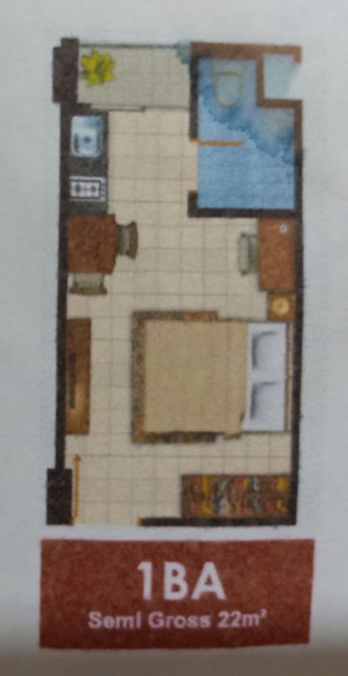 foto denah rumah tipe 1BR perumahan CASABLANCA EAST RESIDENCE