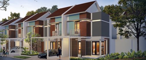 foto tampak rumah tipe Arneva Hook perumahan CLUSTER ALBASIA & LAVESH KHI