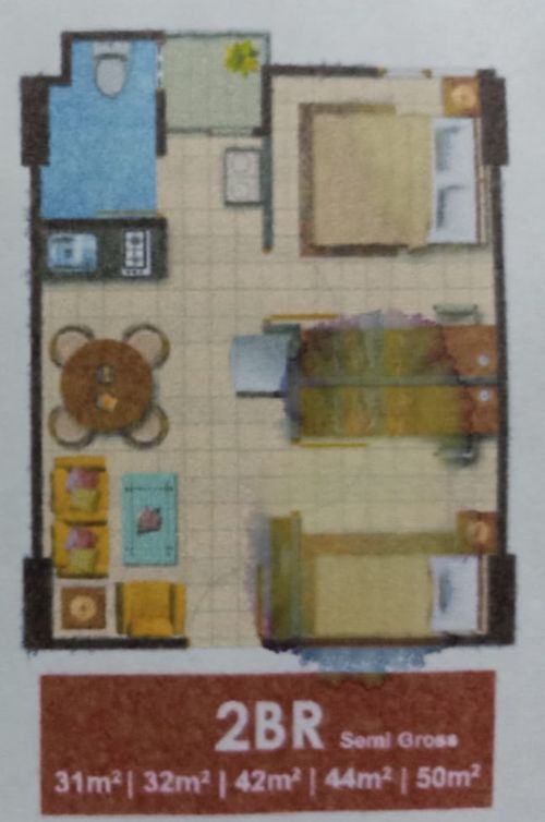 foto denah rumah tipe 2BRC+ perumahan CASABLANCA EAST RESIDENCE