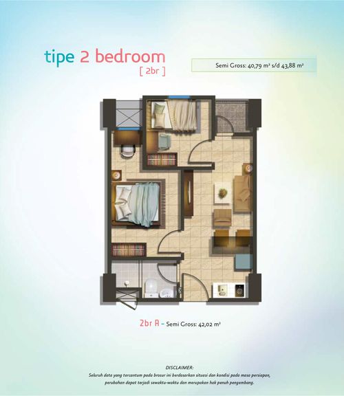 foto denah rumah tipe 2BR-C perumahan The Springlake