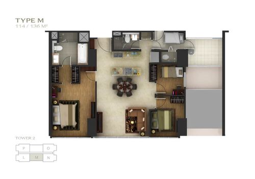 foto denah rumah tipe GARDEN 3BR - M perumahan APARTEMEN SETIABUDI SKYGARDEN