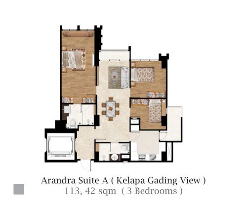 foto denah rumah tipe TOWER 1 - SUITE A KELAPA GADING perumahan ARANDRA RESIDENCE