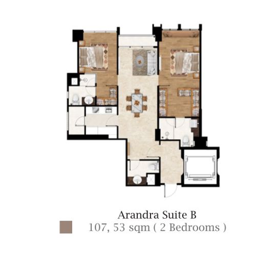foto denah rumah tipe TOWER 1 - SUITE B perumahan ARANDRA RESIDENCE