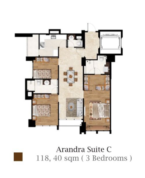 foto denah rumah tipe TOWER 1 - SUITE C perumahan ARANDRA RESIDENCE
