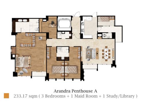 foto denah rumah tipe TOWER 1 - PENTHOUSE A perumahan ARANDRA RESIDENCE