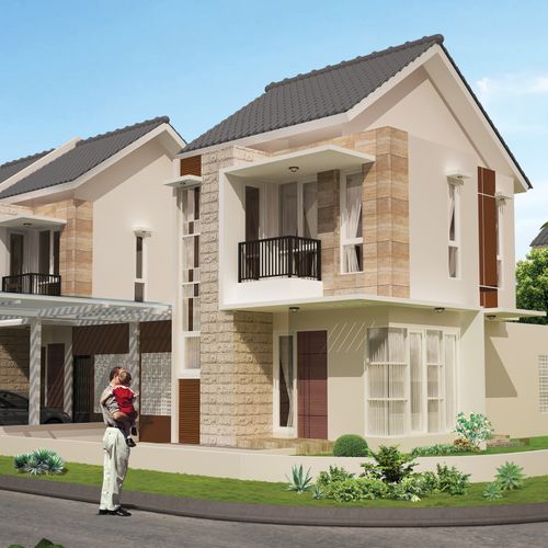 foto tampak rumah tipe Ochrom perumahan CLUSTER BALSA KHI