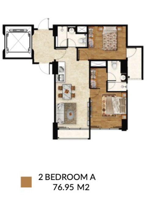 foto denah rumah tipe TOWER 2 - 2BR A perumahan ARANDRA RESIDENCE