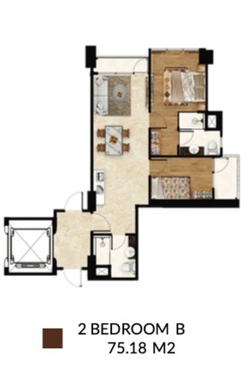 foto denah rumah tipe TOWER 2 - 2BR B perumahan ARANDRA RESIDENCE
