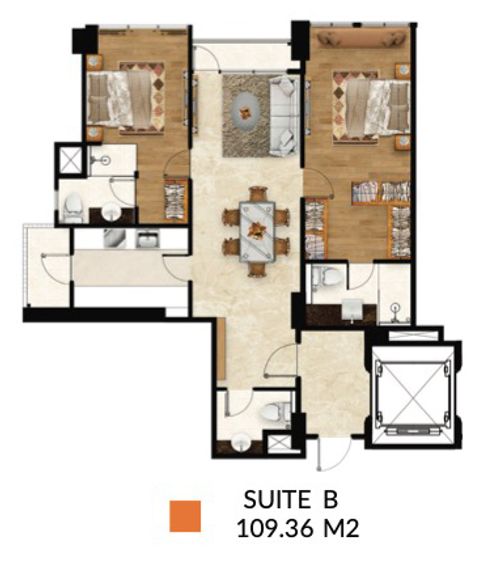 foto denah rumah tipe TOWER 2 - SUITE B perumahan ARANDRA RESIDENCE
