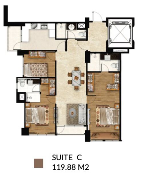 foto denah rumah tipe TOWER 2 - SUITE C perumahan ARANDRA RESIDENCE