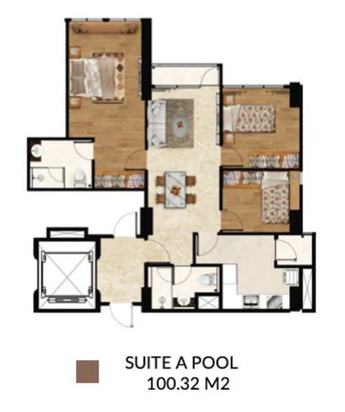 foto denah rumah tipe TOWER 2 - SUITE A POOL LEVEL perumahan ARANDRA RESIDENCE
